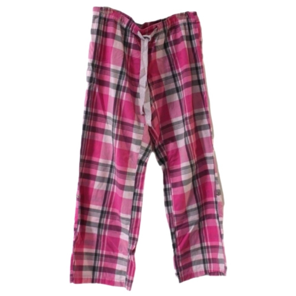 💖 OLD NAVY Intimates Cotton Pajama Pants Sz med Roll Tab Pink Plaid